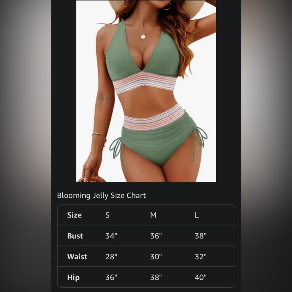 Blooming Jelly Womens High Waisted Bikini Set Color Block Tummy Control 2 pc - Picture 7 of 15